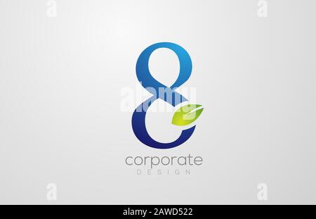 green leaf number 8 eight logo icon design template. Suitable for a green energy or natural products company logotype Stock Vector