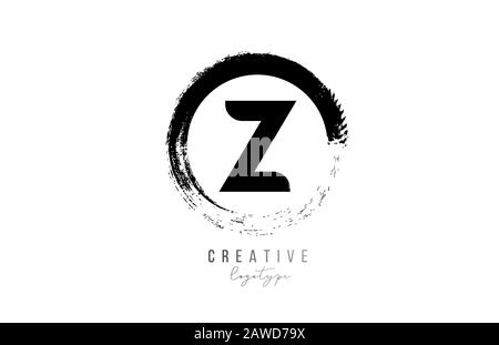 black letter grunge circle Z alphabet logo icon design template for company business. Suitable for logotype Stock Vector
