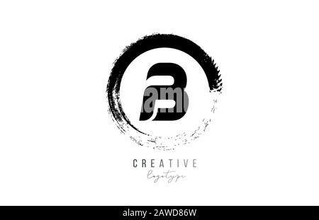 black letter grunge circle B alphabet logo icon design template for company business. Suitable for logotype Stock Vector