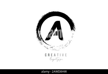 black letter grunge circle G alphabet logo icon design template for ...