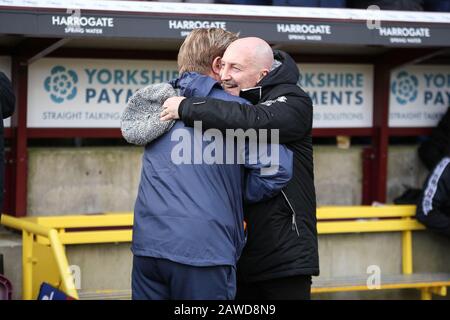 Bradford, UK. 08th Feb 2020. Grimsby Town manager Ian Holloway reunited with newly re-appointed Bradford manager Stuart McCall (Credit: Emily Moorby | MI News & Sport) Credit: MI News & Sport /Alamy Live News Stock Photo