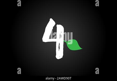 number handwritten grunge 4 four geen leaf logo icon design template for company business. Suitable for logotype Stock Vector