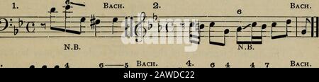 Counterpoint applied in the invention, fugue, canon and other polyphonic forms : an exhaustive treatise on the structural and formal details of the polyphonic or contrapuntal forms of music, for the use of general and special students of music . t of all raised (altered) scale-steps to ascend; that of alllowered scale-steps to descend; and that of Suspensions to pass intotheir respective resolving-tones. Rule. — These natural and acquired tendencies should be respected, asfar as is consistent with reasonable freedom of melodic movement. For illustration of the natural tendencies (these being t Stock Photo