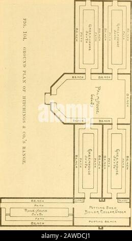 Greenhouse construction : a complete manual on the building, heating, ventilating and arrangement of greenhouses, and the construction of hotbeds, frames and plant pits . ARKAXGEMEXT OF GKEEXHOUSES. 191. 19^ GREENHOUSE CONSIKUCIIO.l. Stock Photo