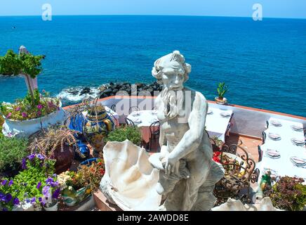 Sculpture Neptune, Sant' Angelo, Ischia, Neapolitan Riviera, Italy Stock Photo
