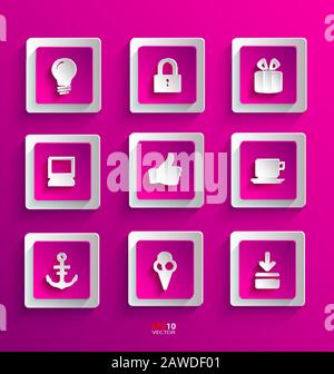 Set of flat paper icons for design needs Stock Vector