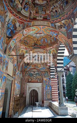 Wall and ceiling painting, Sveta Bogoroditsa Monastery Church, Rila Orthodox Monastery, UNESCO World Heritage Site, Bulgaria Stock Photo