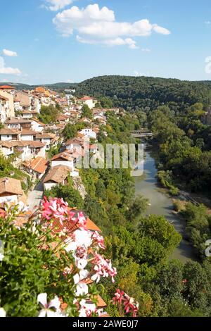 Old Town on the Jantra River, Veliko Tarnovo, Veliko Tarnovo Province, Bulgaria Stock Photo