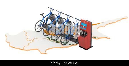 Bicycle sharing system in Cyprus concept, 3D rendering isolated on white background Stock Photo