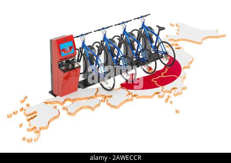 Bicycle sharing system in Japan concept, 3D rendering isolated on white background Stock Photo