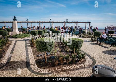 Jardim Júlio de Castilho is a small garden next to Santa Luzia church in Lisbon Portugal Stock Photo