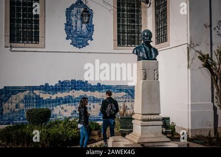 Jardim Júlio de Castilho is a small garden next to Santa Luzia church in Lisbon Portugal Stock Photo