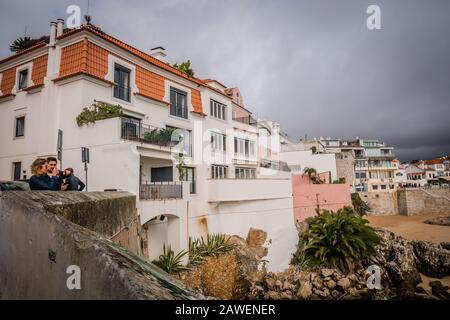 The Praia da Rainha is the smallest beach within the vicinity of Cascais but it is by far the most picturesque. So beautiful was the small cove that i Stock Photo