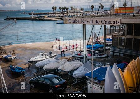 The Cascais Marina, in Cascais, Portugal, is the largest marina on the Portuguese Riviera and the third largest marina in the country. Stock Photo