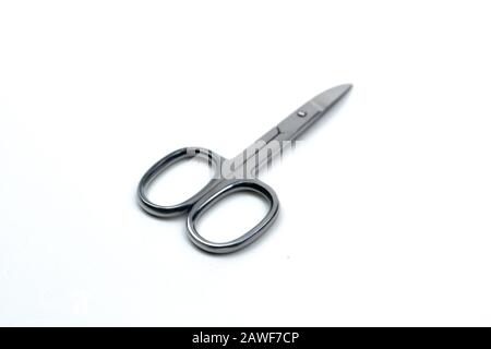 Shiny iron nail scissors isolated on white background Stock Photo