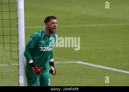 Swansea, UK. 08th Feb, 2020. Ben Hamer, the goalkeeper of Derby County shouts instructions . EFL Skybet championship match, Swansea city v Derby County at the Liberty Stadium in Swansea, South Wales on Saturday 8th February 2020. this image may only be used for Editorial purposes. Editorial use only, license required for commercial use. No use in betting, games or a single club/league/player publications. pic by Andrew Orchard/Andrew Orchard sports photography/Alamy Live news Credit: Andrew Orchard sports photography/Alamy Live News Stock Photo