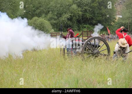 Union Gap, WA / USA - June 16, 2013:  The largest Civil War Reenactment in Washington State takes place in the Yakima Valley on a hot summer day. Stock Photo