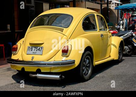 Yellow VW Beetle car Stock Photo