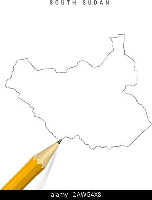 South Sudan sketch scribble map drawn on checkered school notebook ...