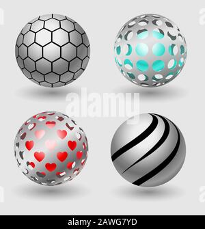 Set of steel or silver balls with shadows from below realistic vector ...