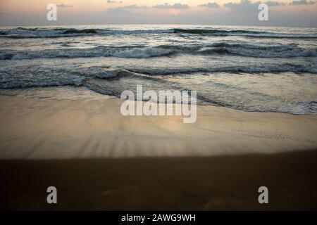 Scenic view of the waves of the Bay of Bengal along Marina Beach, Chennai, India Stock Photo