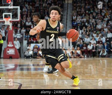 February 08, 2020: Vanderbilt guard, Scotty Pippen Jr. (2), drives down court during the NCAA basketball game between the Vanderbilt Commodores and the Mississippi State Bulldogs at Humphrey Coliseum in Starkville, MS. Kevin Langley/Sports South Media/CSM Stock Photo