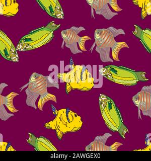 seamless of fish design art decoraton,illustration. Stock Vector