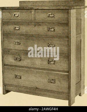 Catalogue of craftsman furniture made by Gustav Stickley at The Craftsman Workshops, Eastwood, N.Y. . No. 906 CHEST OF DRAWERS $48.00 HEIGHT TO TOP 46 in.LENGTH 40 in.DEPTH 20 in. 72 Stock Photo