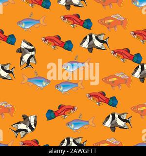 seamless of fish design art decoraton,illustration. Stock Vector