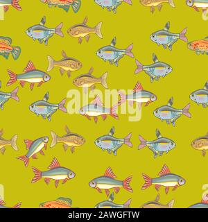 seamless of fish design art decoraton,illustration. Stock Vector