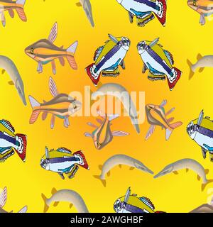 seamless of fish design art decoraton,illustration. Stock Vector