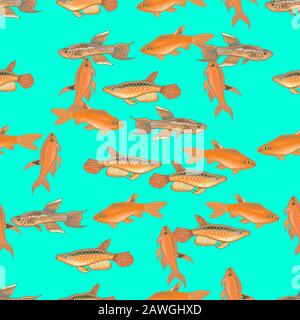 seamless of fish design art decoraton,illustration. Stock Vector