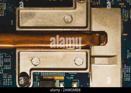 Computer radiator abstract macro background. processor cooling system. motherboard detail Stock Photo
