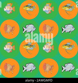 fish paerrn art illustration design Stock Vector