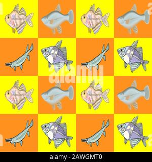 fish paerrn art illustration design Stock Vector