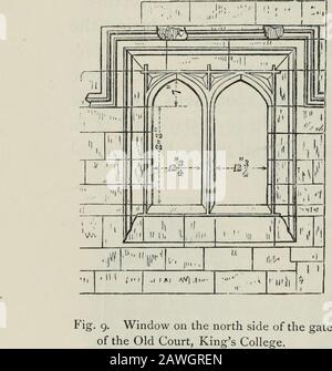 The architectural history of the University of Cambridge, and of the colleges of Cambridge and Eton . ever em-ployed for the windows of theearly collegiate buildings, ex-cept for those of halls andchapels. In the later buildingsof Cambridge we find hood-molds given to the windows ofKings College (fig. 9), of theold court of Jesus College, ofthe Masters Lodge and someother parts of Christs College,of both courts at S. JohnsCollege, of the street front ofMagdalene College, of theground-floor rooms in the greatcourt of Trinity College, of thewalnut-tree court of Queens College, and of the Perse a
