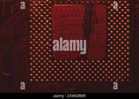 Processor pins macro. computer motherboard close up. cpu pins on a circuit board. micro elements of computer central processor unit. modern technologi Stock Photo