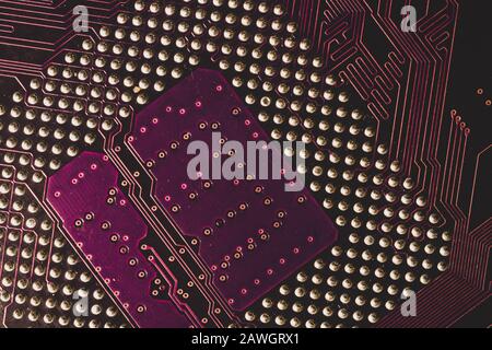 Processor pins macro. computer motherboard close up. cpu pins on a circuit board. micro elements of computer central processor unit. modern technologi Stock Photo