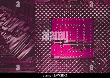 Processor pins macro. computer motherboard close up. cpu pins on a circuit board. micro elements of computer central processor unit. modern technologi Stock Photo