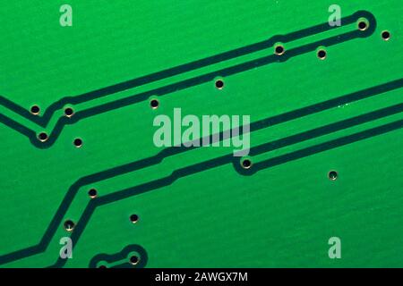 Electronic circuit board abstract background. computer motherboard close up. modern technologies. micro elements of computer with connections and trac Stock Photo