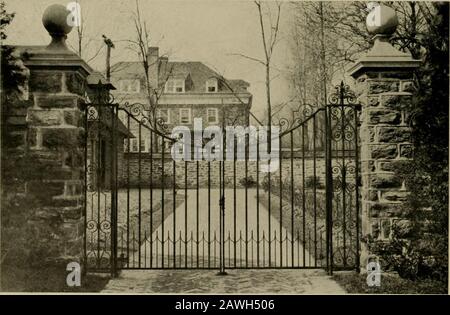 Property protection and ornamentation : . Gateway to Beau Pre, Mr. R. K. Cassatts country place, Rosemont, Pa.. Ornamental Drive Gates, built tor Mr. Horace Trumbauer, Wynnefield, Phila. ENTRANCE GATES Hi mil minimi imiiiii imiiiii iiiimi I mi iiiiiiiiiiin iiuiiim imiiiiiii iiiiiiiiiiiik Stock Photo