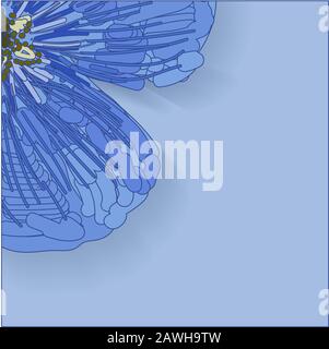 Vector template for creating postcards, advertisements and invitations. Just paste the text. instagram format .Flower blue macro.. Stock Vector