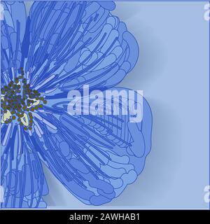 Vector template for creating postcards, advertisements and invitations. Just paste the text. instagram format .Flower blue macro.. Stock Vector