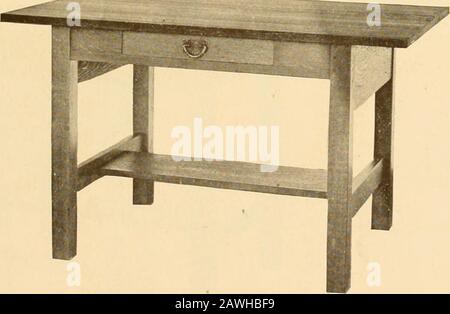 Catalogue of craftsman furniture made by Gustav Stickley at The Craftsman Workshops, Eastwood, N.Y. . No. 653 LIBRARY TABLE HEIGHT 30 in.LENGTH 48 in.WIDTH 30 in. $20.00 Stock Photo