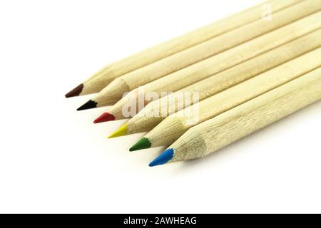 Multicolored pencils isolated on white background Stock Photo