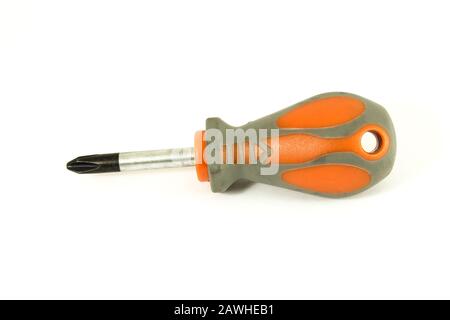 Phillips screwdriver with plastic handle isolated on white background Stock Photo