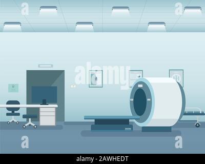 Hospital interior with mri scanner vector illustration Stock Vector