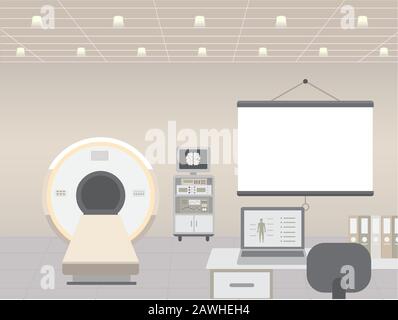 Hospital interior with mri scanner vector illustration Stock Vector