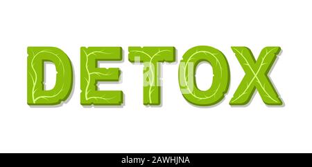 Detox diet vector lettering isolated on white background. Stock Vector