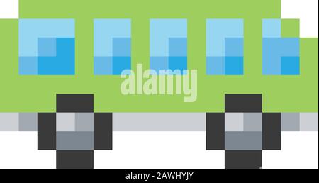 Bus Coach Pixel 8 Bit Video Game Art Icon Stock Vector